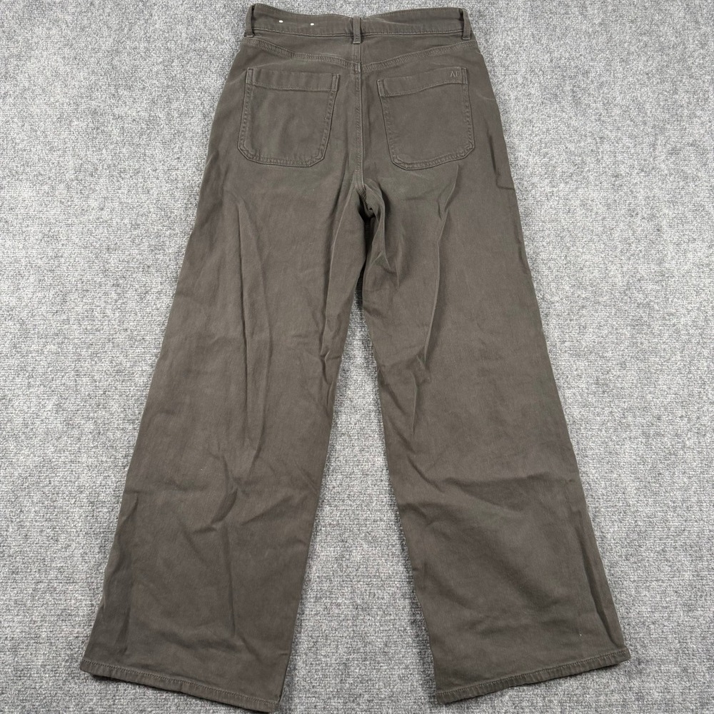American Eagle Wide Leg Pants Womens 6 Brown Stretch High Rise Utility Trousers - Picture 3 of 9